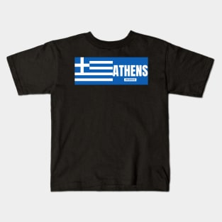 Athens City with Greek Flag Kids T-Shirt